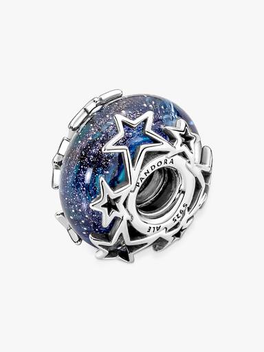 Charm en Verre de Murano Bleu Galaxie & Étoile