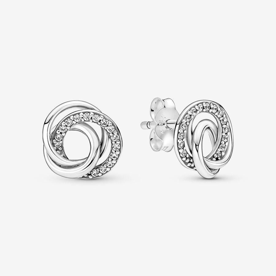 Encircled sterling silver stud earrings with clear cubic zirconia image number 0