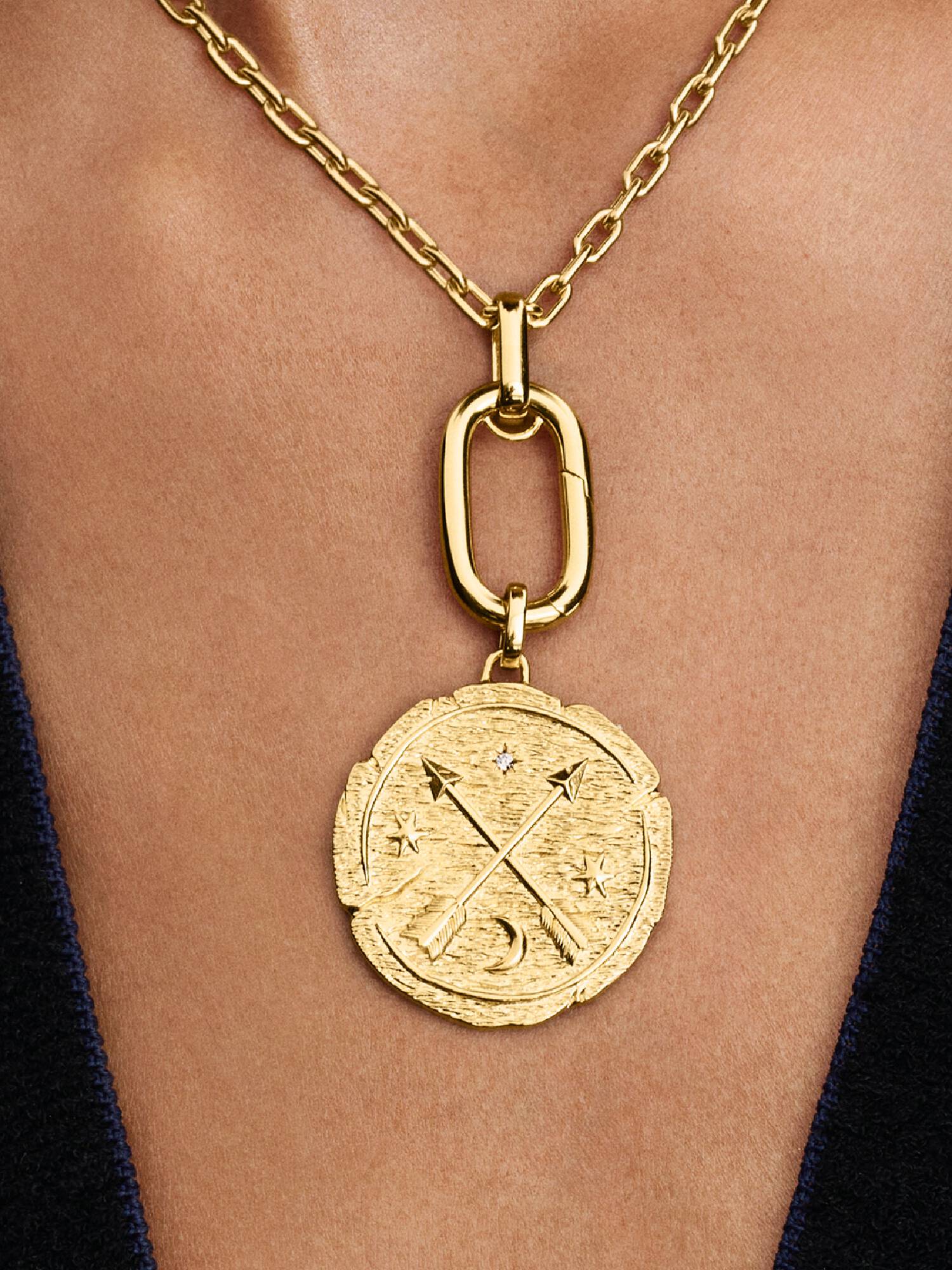 Charm Médaillon Surdimensionné Flèches Croisées