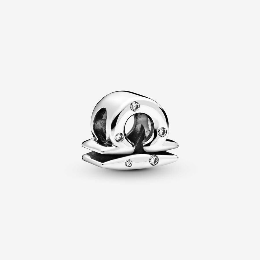 Libra sterling silver charm with clear cubic zirconia image number 0