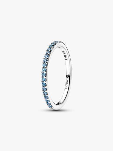 Anneau Semi-Éternité Bleu Aigue-Marine Scintillant