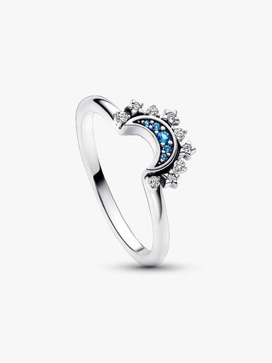 Bague Céleste Lune Scintillante Bleue