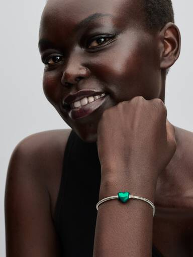 Charm Cœur Vert Métallique