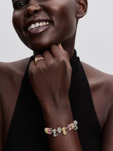 Snake-chain armband met facet geslepen schakels en hartsluiting
