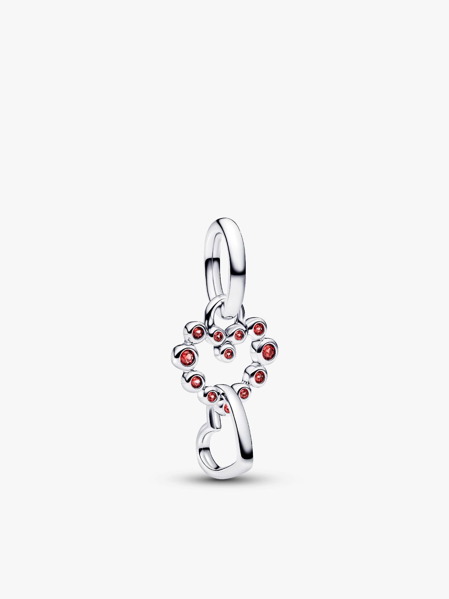 Charm Pendant Cœurs Liés & Pierres Rouges