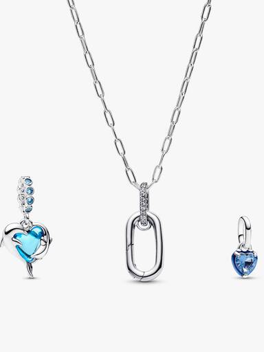 Ensemble de bijoux collier charms dauphin et cœur