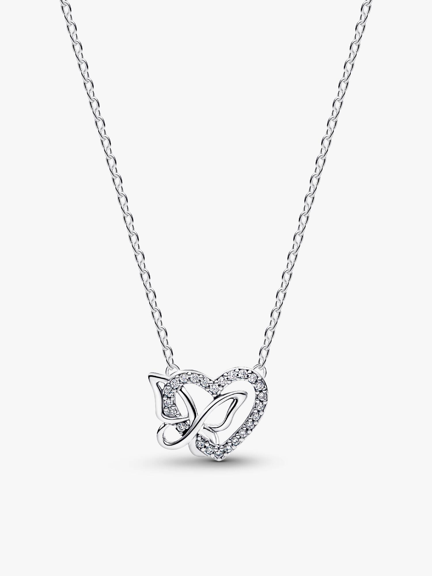 Collier à Pendentif Cœur & Papillon Entrelacés 
