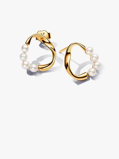 Clous d’Oreilles Cercle de Forme Organique & Perles de Culture d'Eau Douce Traitées