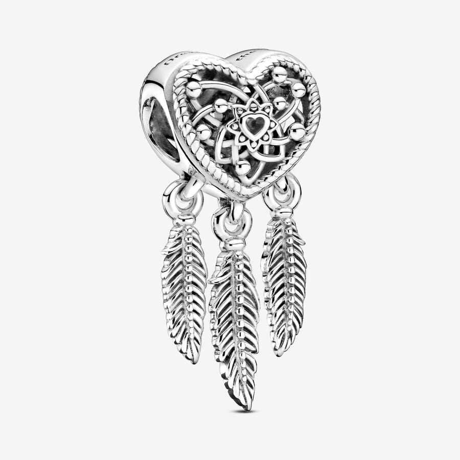 Dreamcatcher sterling silver heart charm image number 0