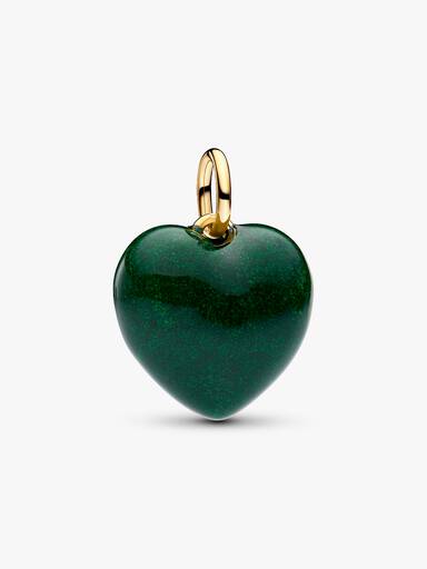 Charm Pendant Cœur Tridimensionnel Vert