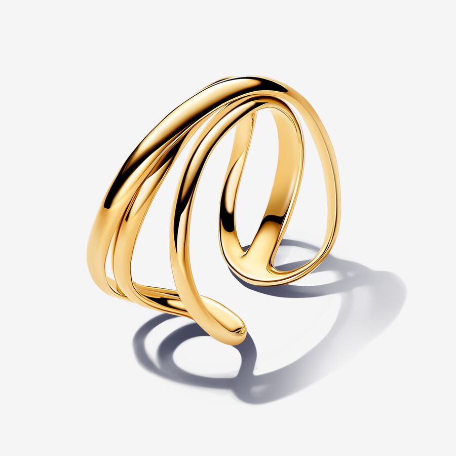 Triple band 14k gold-plated open ring image number 0