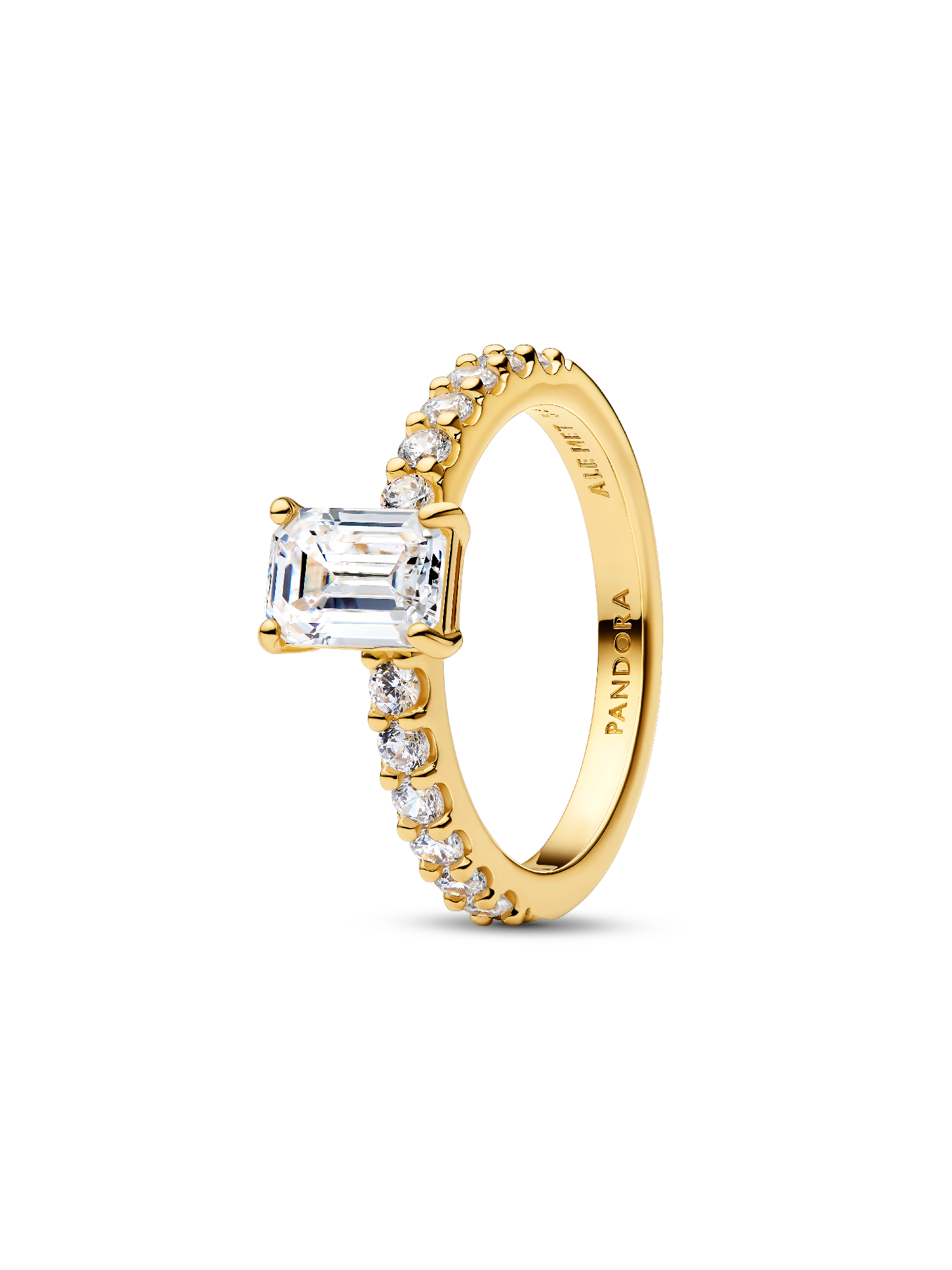 Rectangular Sparkling Halo Ring