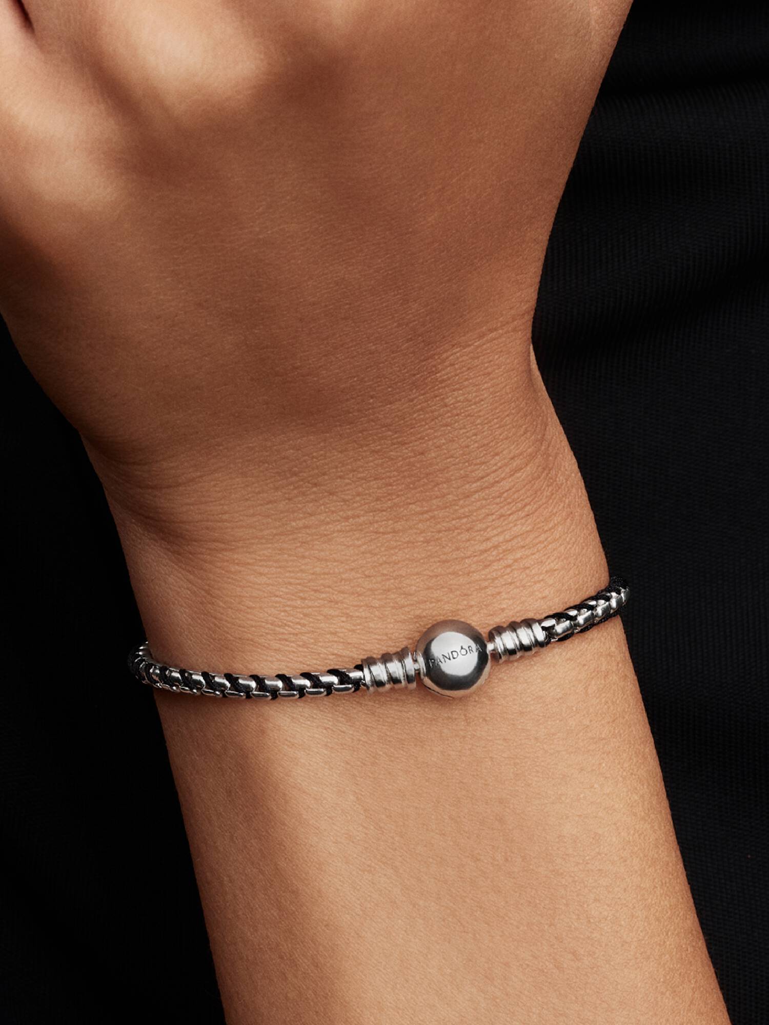 Zwart Koord Doos Schakel Armband
