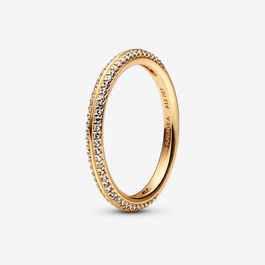 14k Gold-plated ring with clear cubic zirconia image number 0
