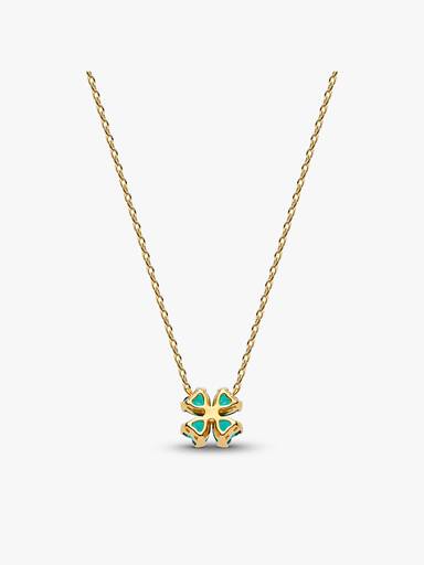 Collier à Pendentif Trèfle à Quatre Feuilles Vert