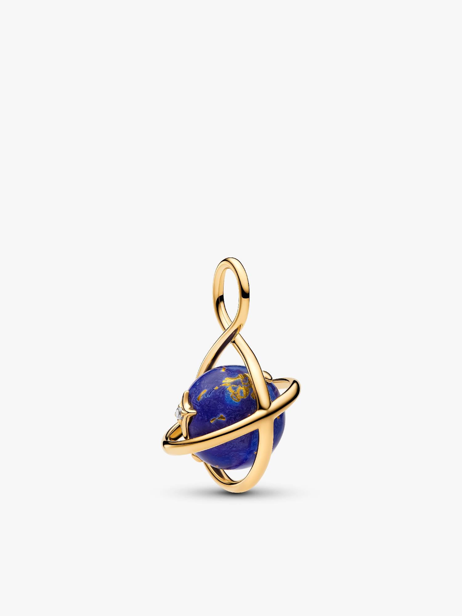 Charm Pendant Planète Bleue Céleste Tournoyante