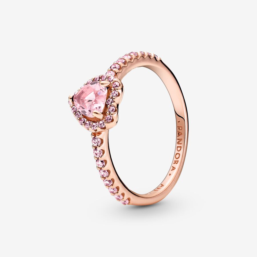 Heart 14k rose gold-plated ring with orchid pink crystal and fancy fairy tale pink cubic zirconia image number 0