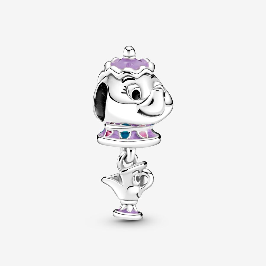 Disney Mrs. Potts and Chip sterling silver charm with purple, pink, blue and black enamel image number 0