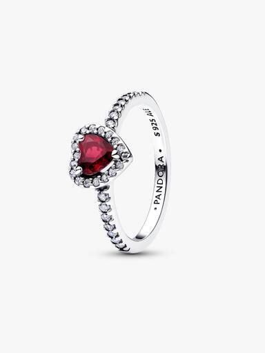 Bague Cœur Rose Fuchsia Surélevé