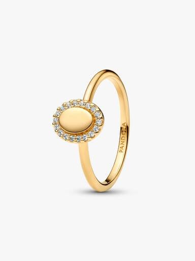 Graveerbare Ovale Halo Ring