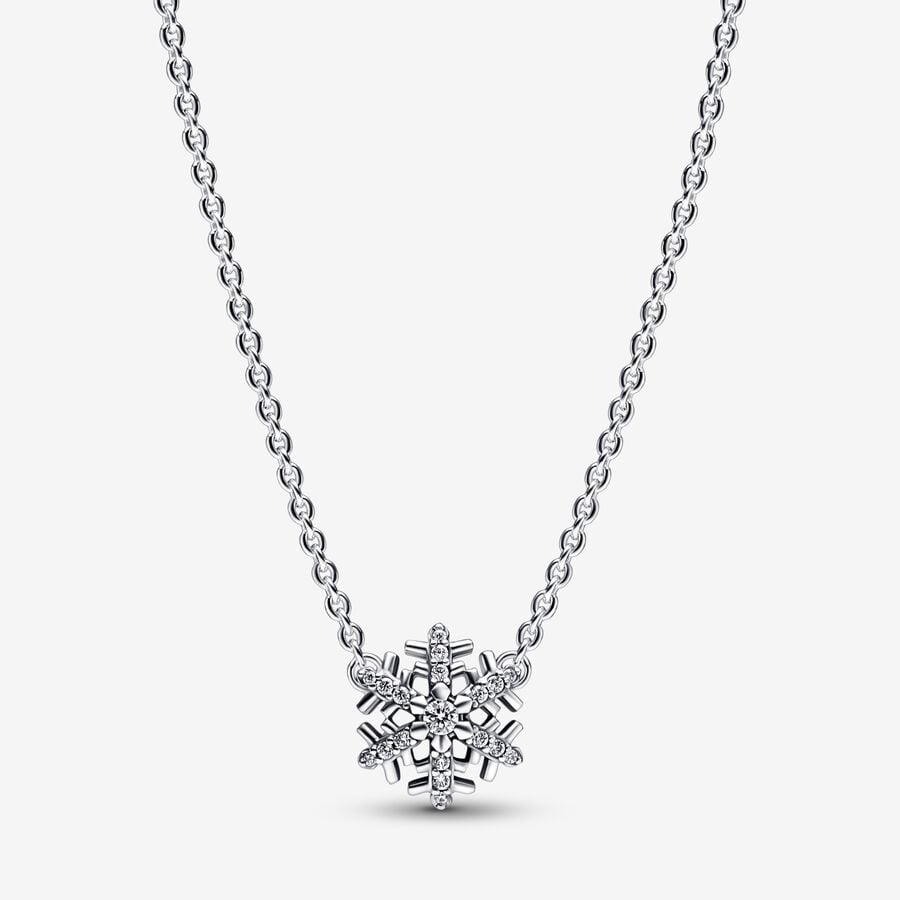 Snowflake sterling silver collier with clear cubic zirconia image number 0