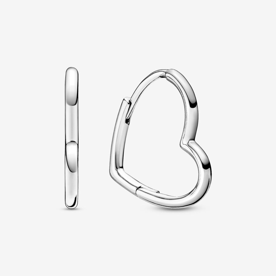 Small asymmetric heart sterling silver hoop earrings image number 0