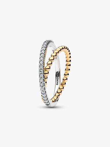Gelinkte kralen en pavé dubbele bandring