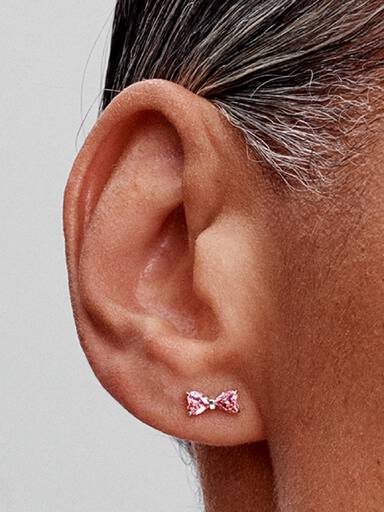 Clous d'Oreilles Clous Nœud Rose Scintillant
