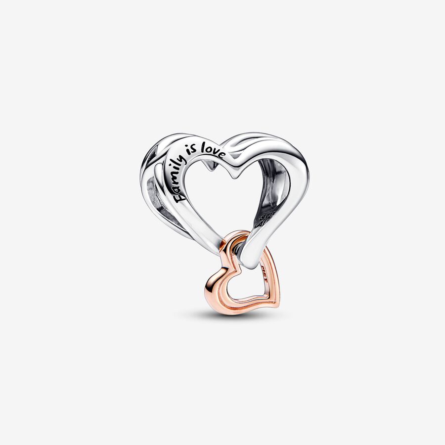 Openwork heart sterling silver and 14k gold-plated charm image number 0