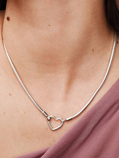 Snake Chain-halsketting met hartsluiting