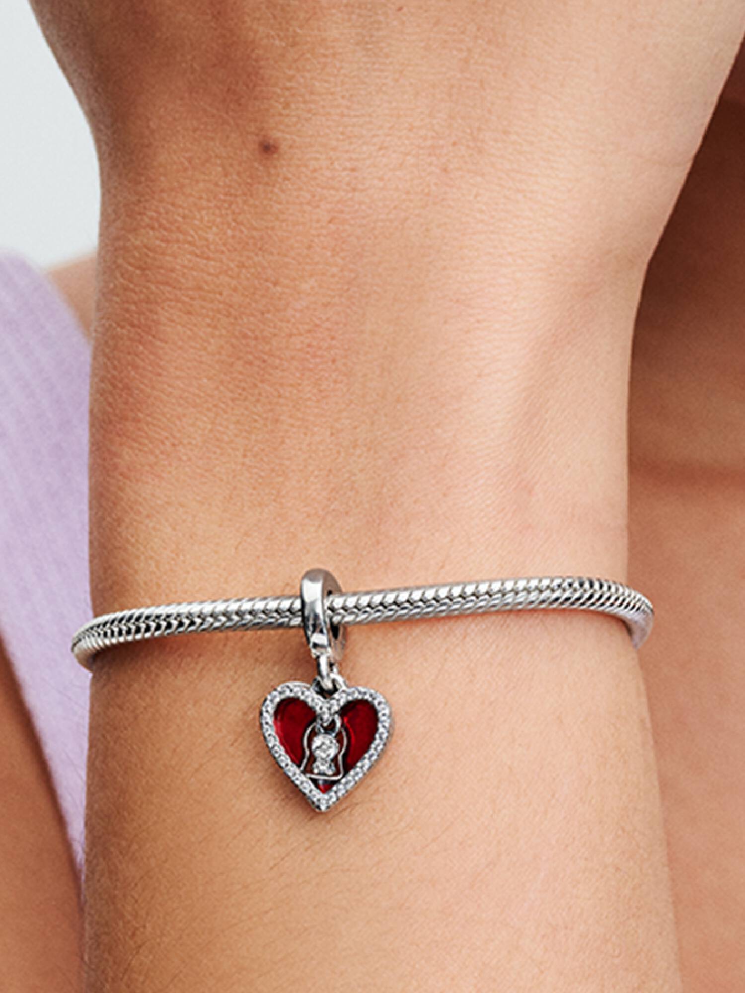 Double Charm Pendant Cœur Rouge & Trou de Serrure