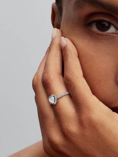 Bague Cœur Blanc Surélevé