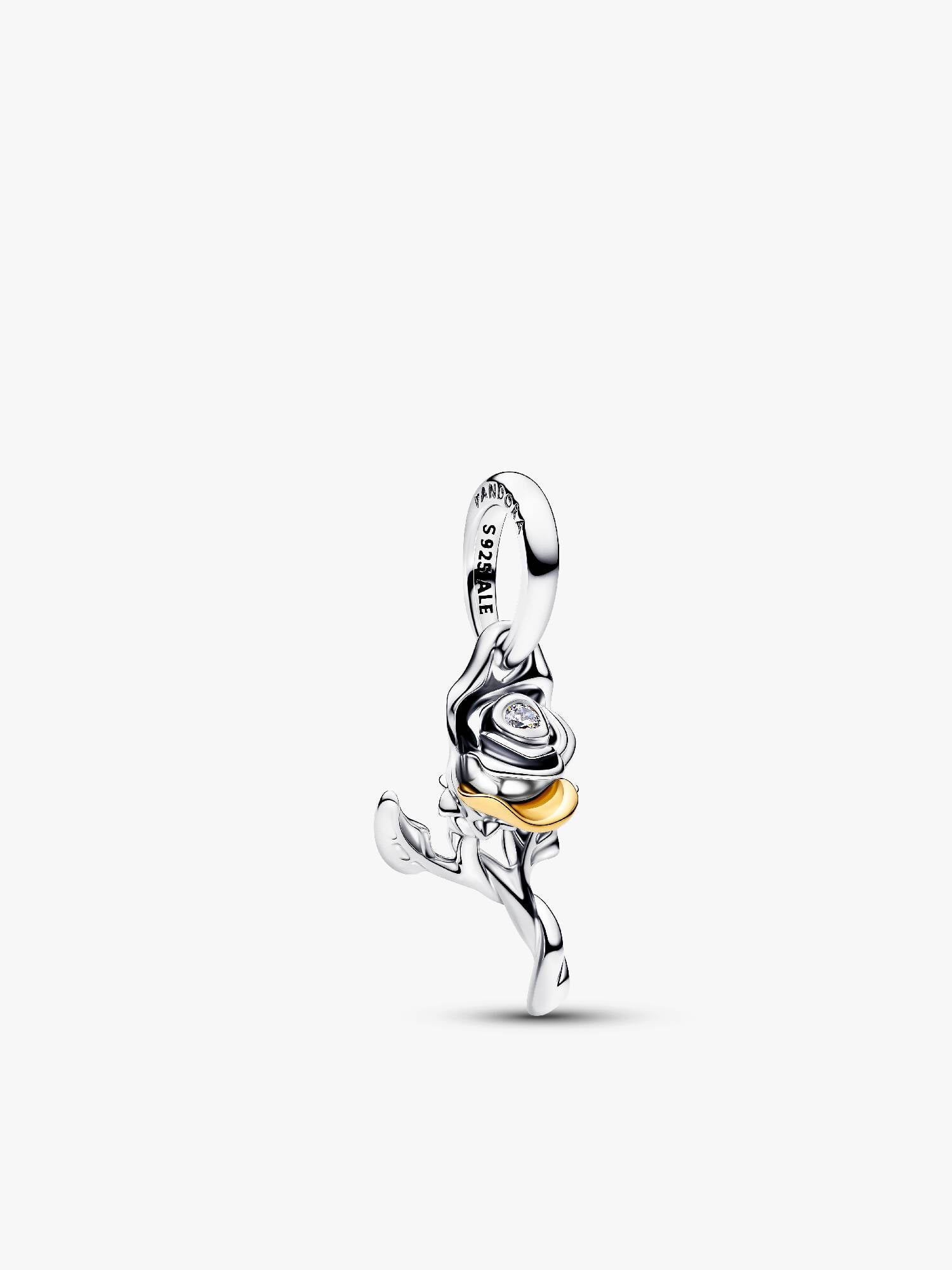 Charm Pendant Diamant de Synthèse Disney Belle Rose Enchantée 