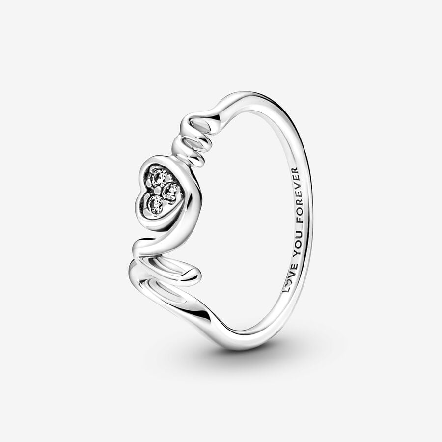 Mom sterling silver ring with clear cubic zirconia image number 0