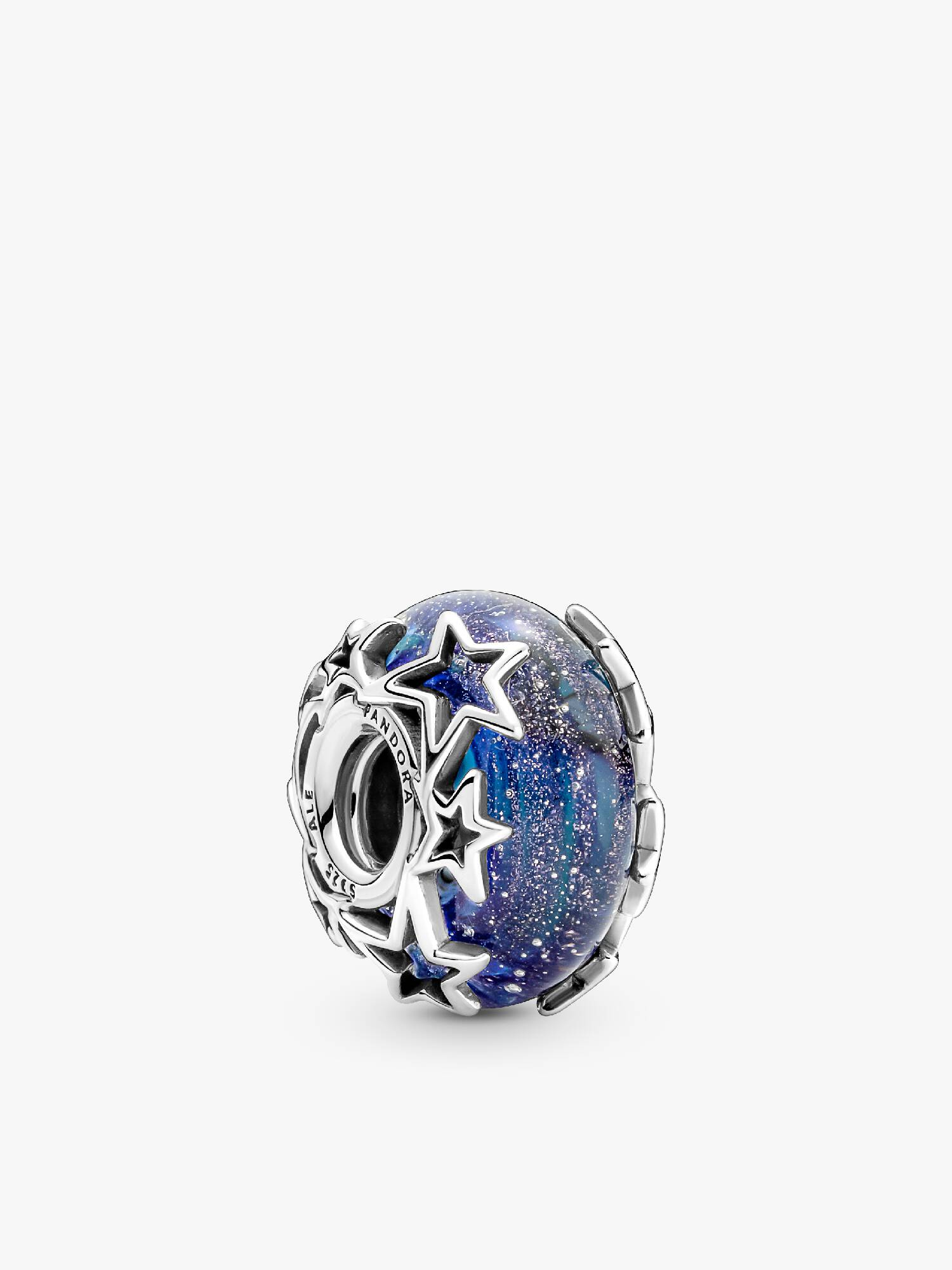 Charm en Verre de Murano Bleu Galaxie & Étoile