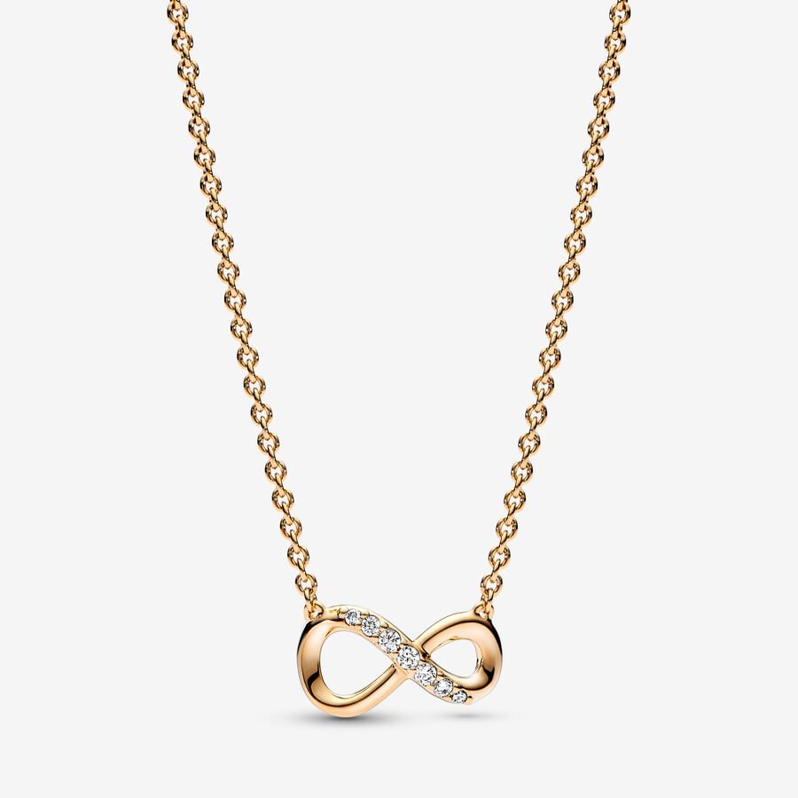 Infinity 14k gold-plated collier with clear cubic zirconia image number 0