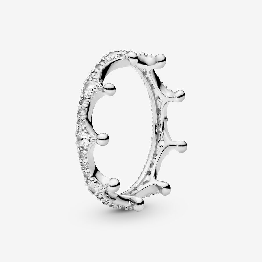 Crown silver ring with clear cubic zirconia image number 0