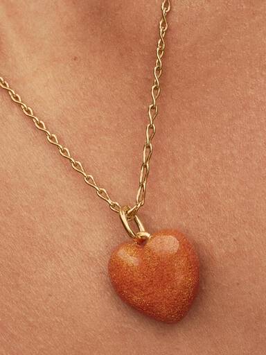 Charm Pendant Cœur Tridimensionnel Orange