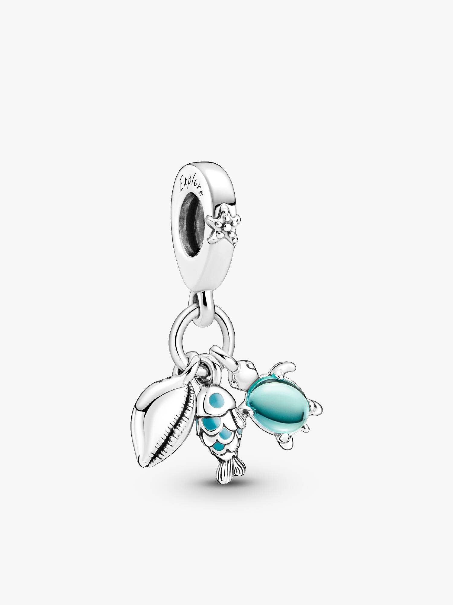 Charm Pendant Triple Poisson, Tortue de Mer & Conque
