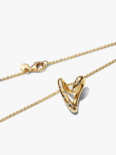 Collier à Pendentif Cœur Serti de Pierres de Forme Organique