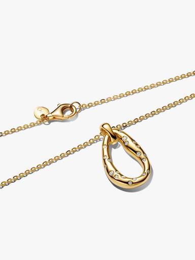 Collier à Pendentif Serti de Pierres de Forme Organique