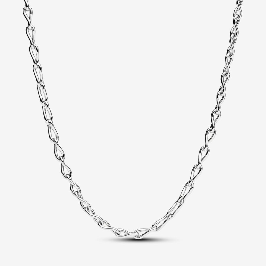 Figure of 8 chain link sterling silver necklace image number 0
