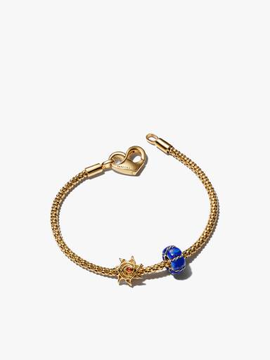 Ensemble de bijoux bracelet charms soleil et clip bleu