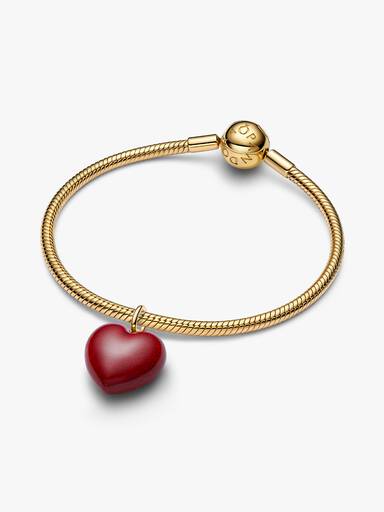 Charm Pendant Cœur Tridimensionnel Rouge