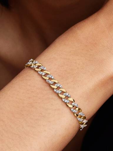 Bracelet Maille Cubaine Pavée Bicolore
