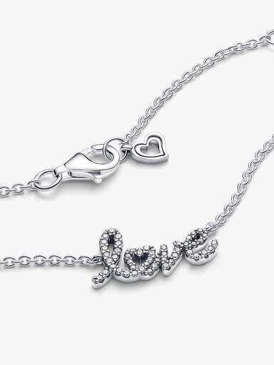 Sprankelende halsketting love handgeschreven