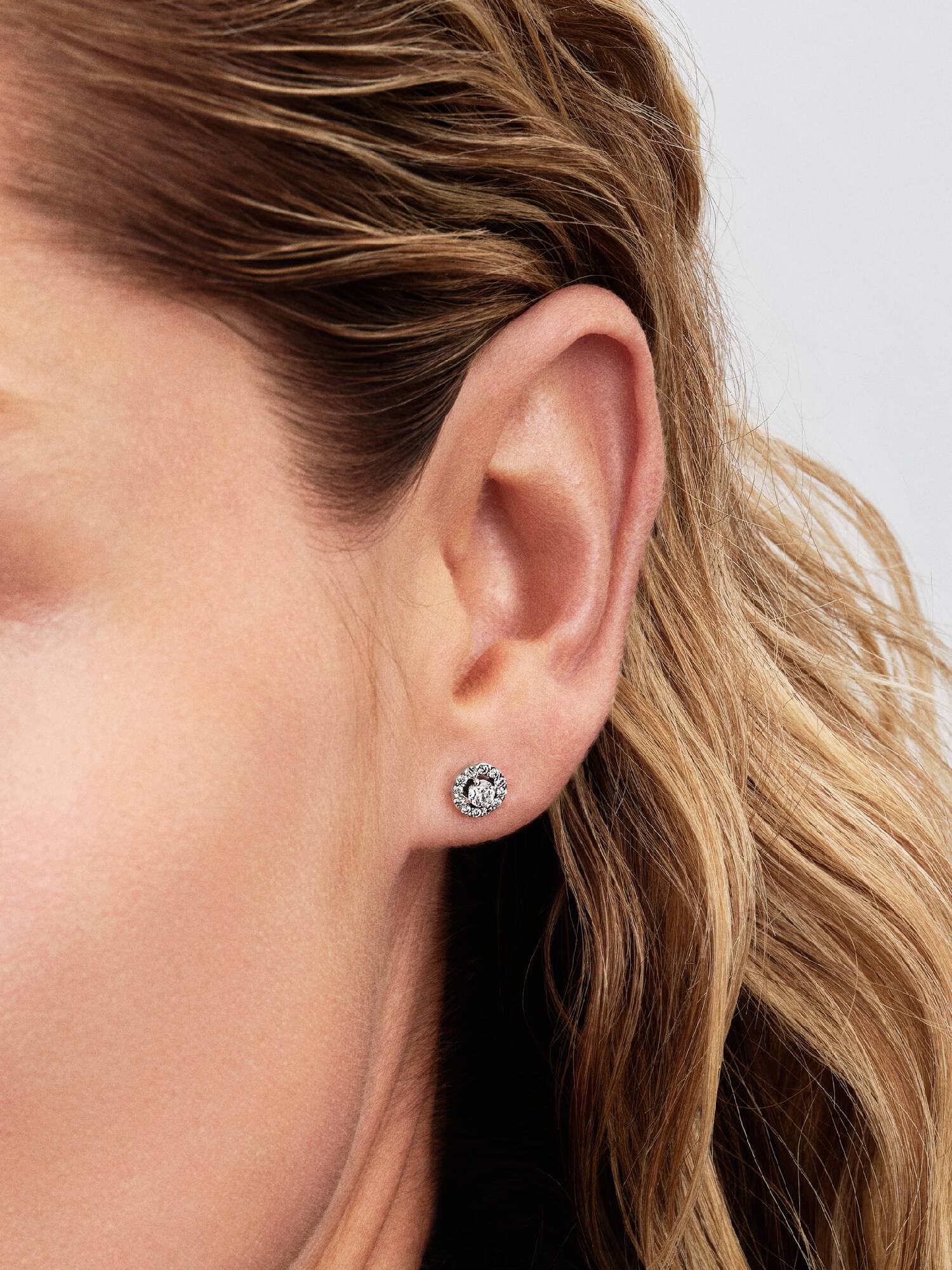 Clous d'Oreilles Halo Pavé Rond
