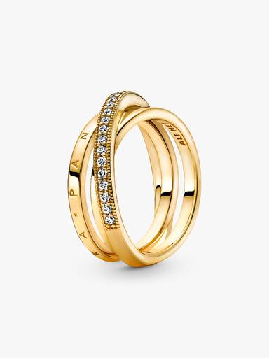 Anneau Triple Pavé Croisé