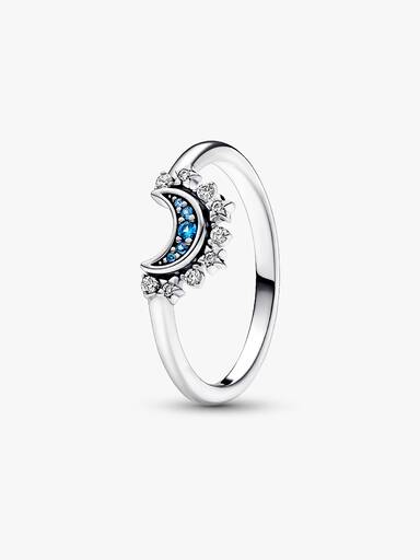Bague Céleste Lune Scintillante Bleue