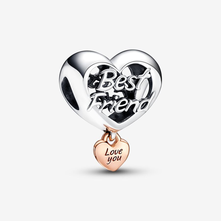 Best friend sterling silver and 14k rose gold-plated charm image number 0